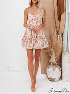 Halter Simple Stylish Printed Chiffon Dress