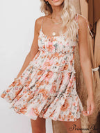 Halter Simple Stylish Printed Chiffon Dress