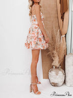 Halter Simple Stylish Printed Chiffon Dress