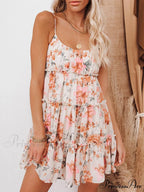 Halter Simple Stylish Printed Chiffon Dress