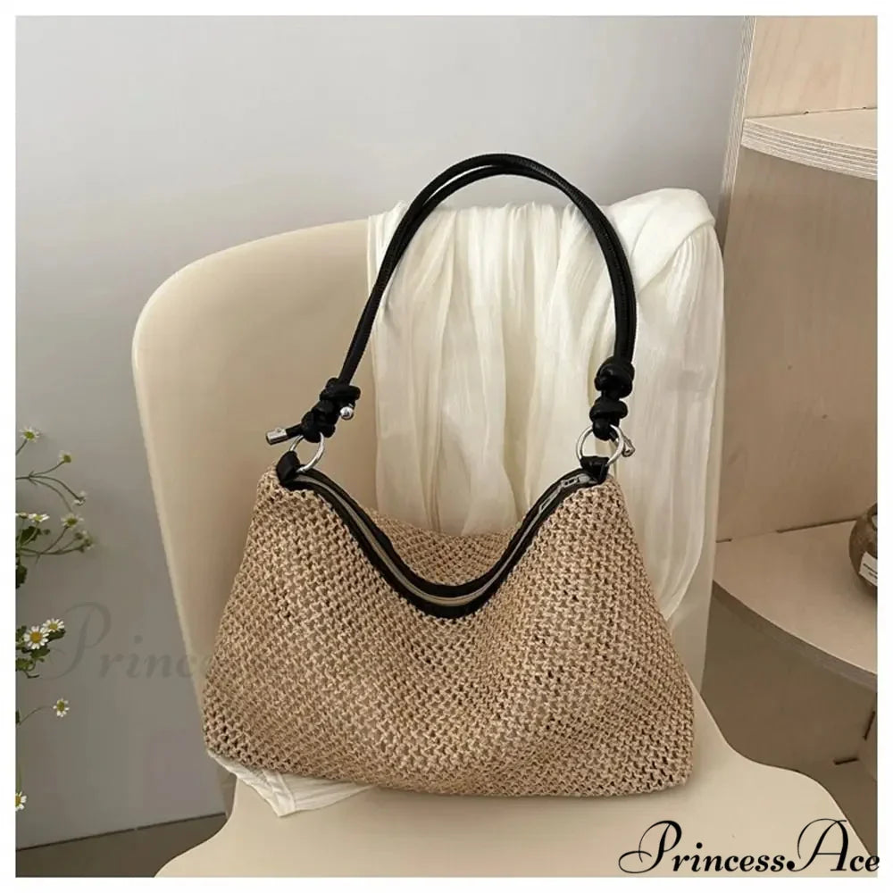 Handcrafted Plaited Straw Seaside Tote Bag