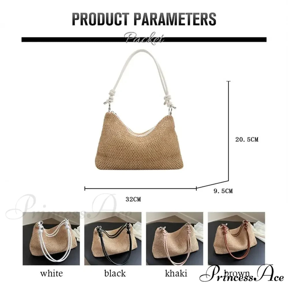 Handcrafted Plaited Straw Seaside Tote Bag