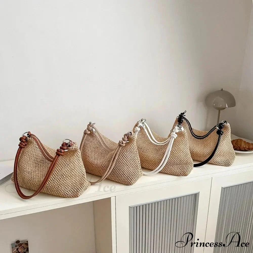 Handcrafted Plaited Straw Seaside Tote Bag