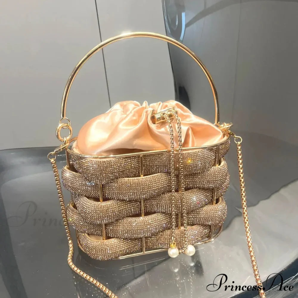 Handcrafted Sparkling Gemstone Lavish Crystal Purse Pail Bag