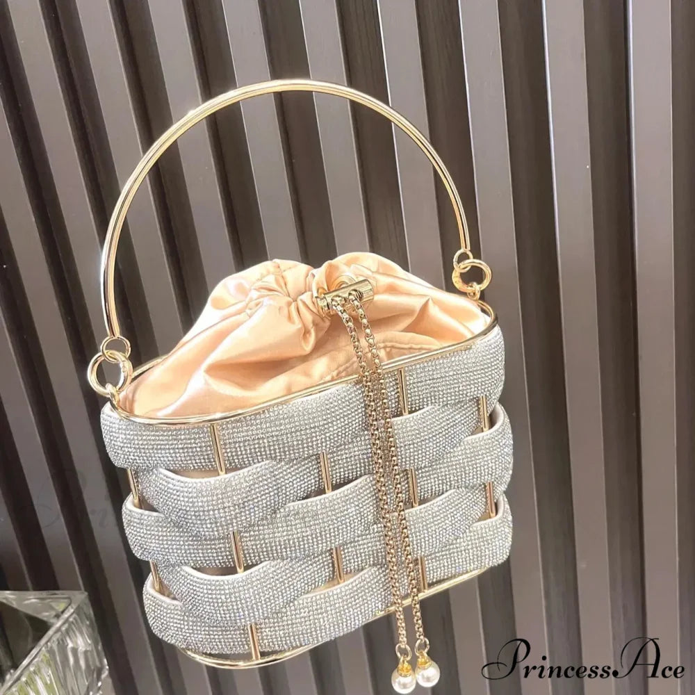 Handcrafted Sparkling Gemstone Lavish Crystal Purse Pail Bag