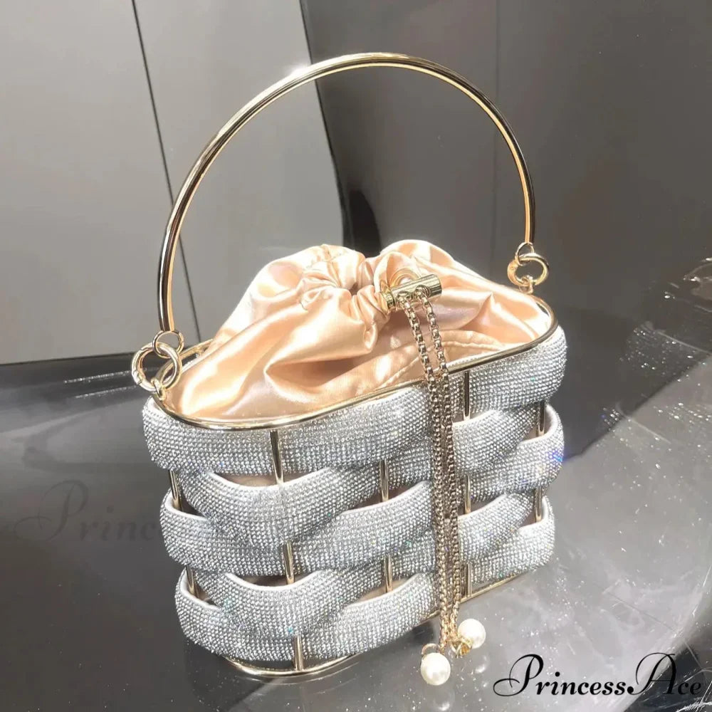 Handcrafted Sparkling Gemstone Lavish Crystal Purse Pail Bag