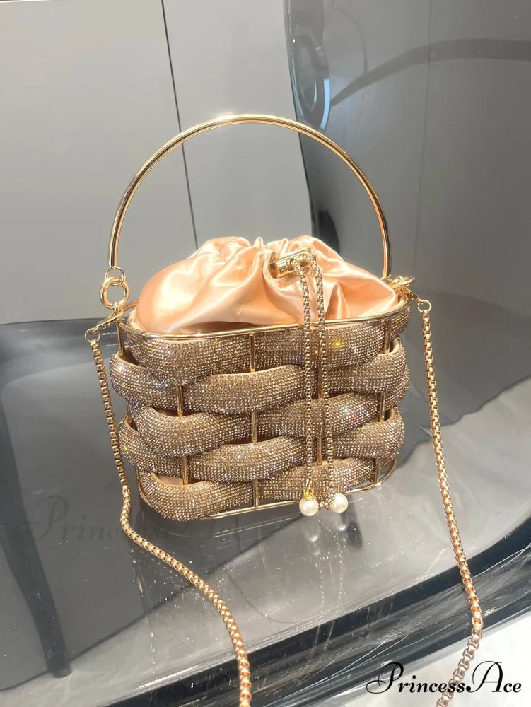 Handcrafted Sparkling Gemstone Lavish Crystal Purse Pail Bag