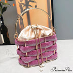Handcrafted Sparkling Gemstone Lavish Crystal Purse Pail Bag
