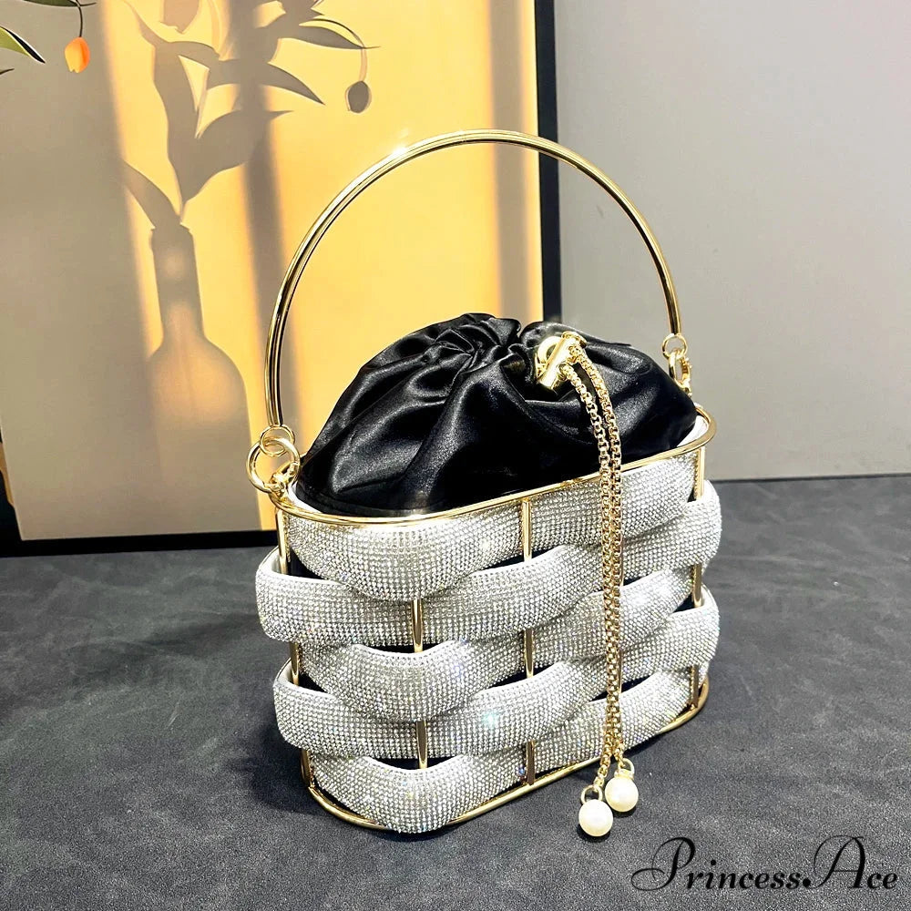 Handcrafted Sparkling Gemstone Lavish Crystal Purse Pail Bag