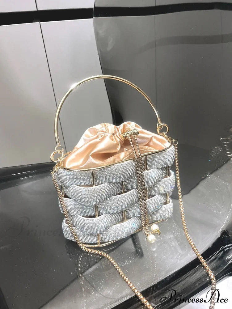 Handcrafted Sparkling Gemstone Lavish Crystal Purse Pail Bag