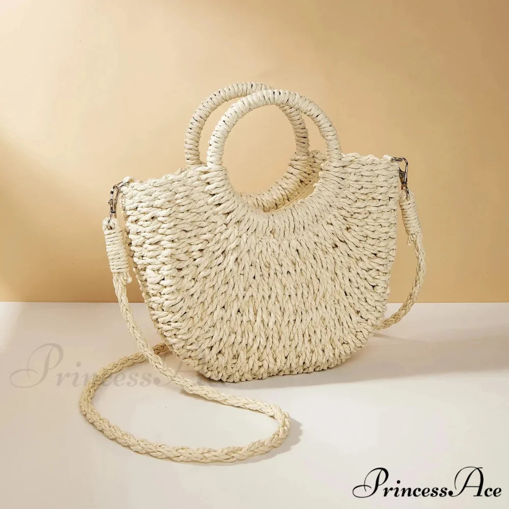 Handcrafted Straw Rattan Seaside Crossbody Purse