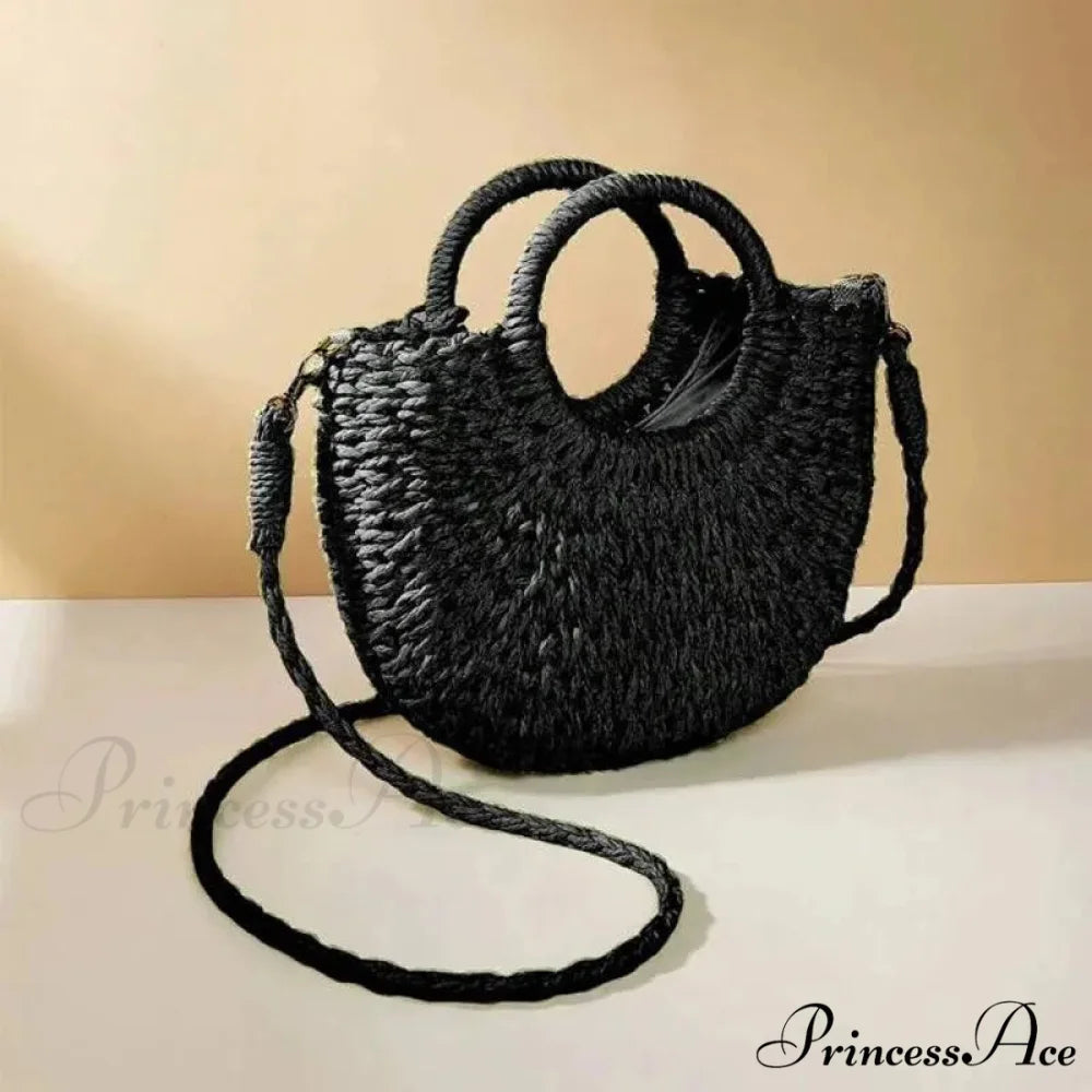 Handcrafted Straw Rattan Seaside Crossbody Purse