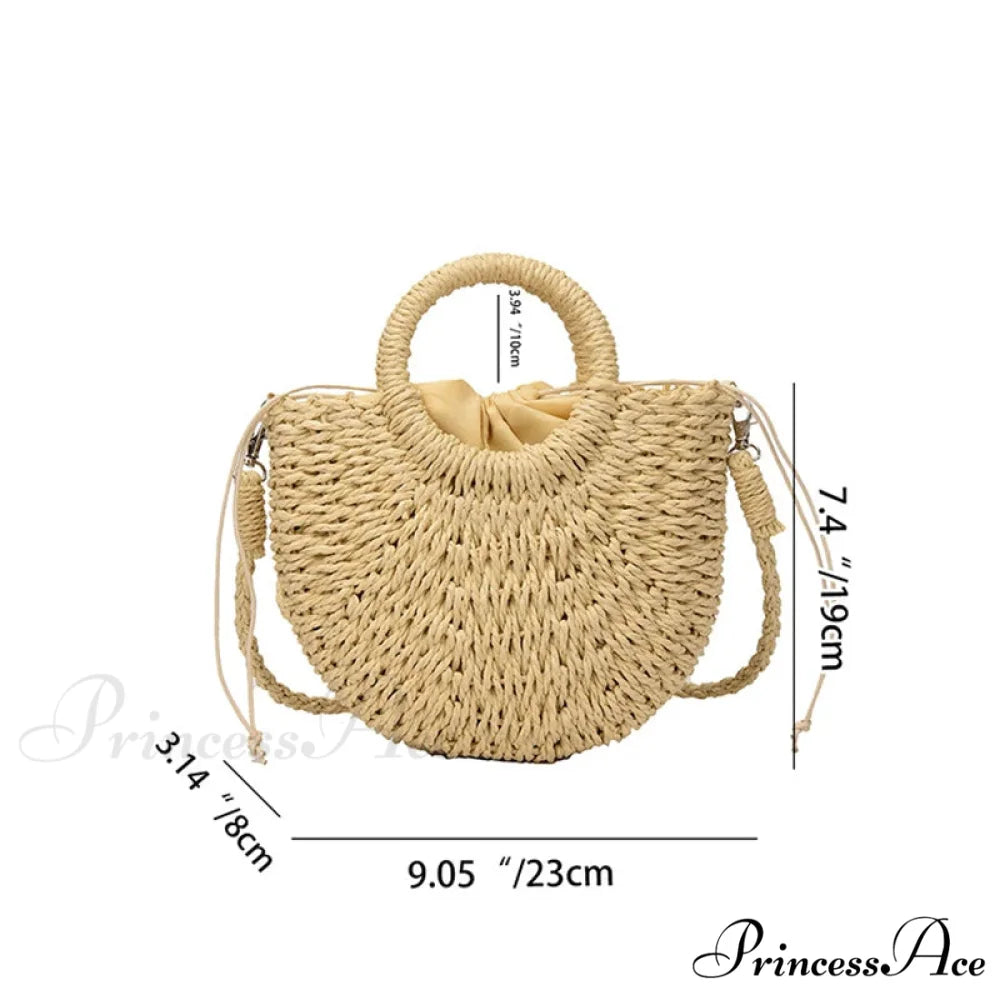 Handcrafted Straw Rattan Seaside Crossbody Purse