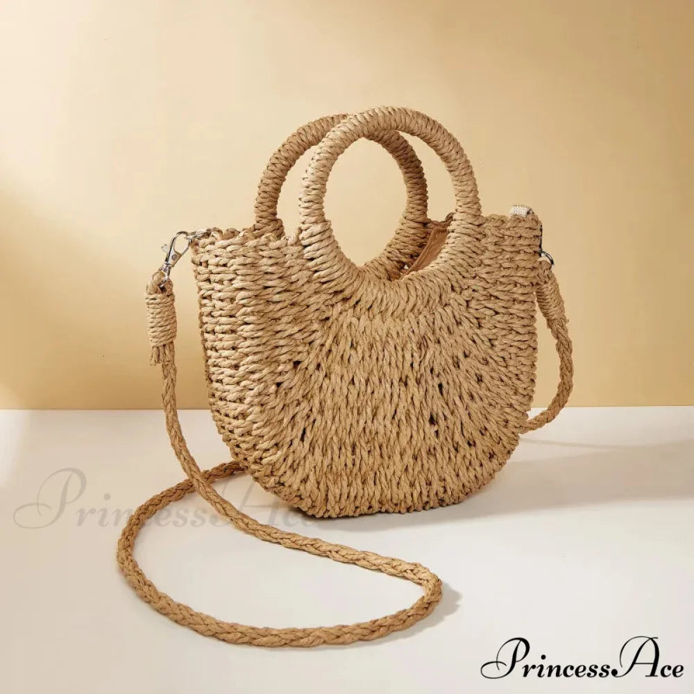 Handcrafted Straw Rattan Seaside Crossbody Purse