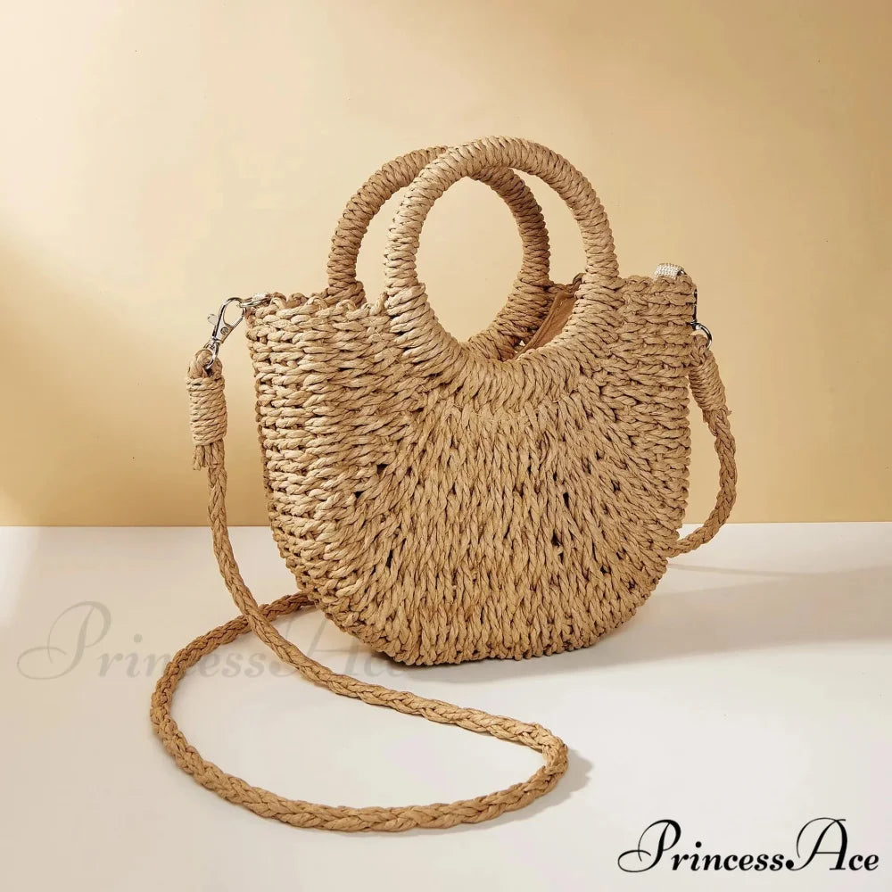 Handcrafted Straw Rattan Seaside Crossbody Purse