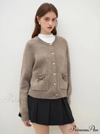 Handmade Bow Knit Brown Cardigan