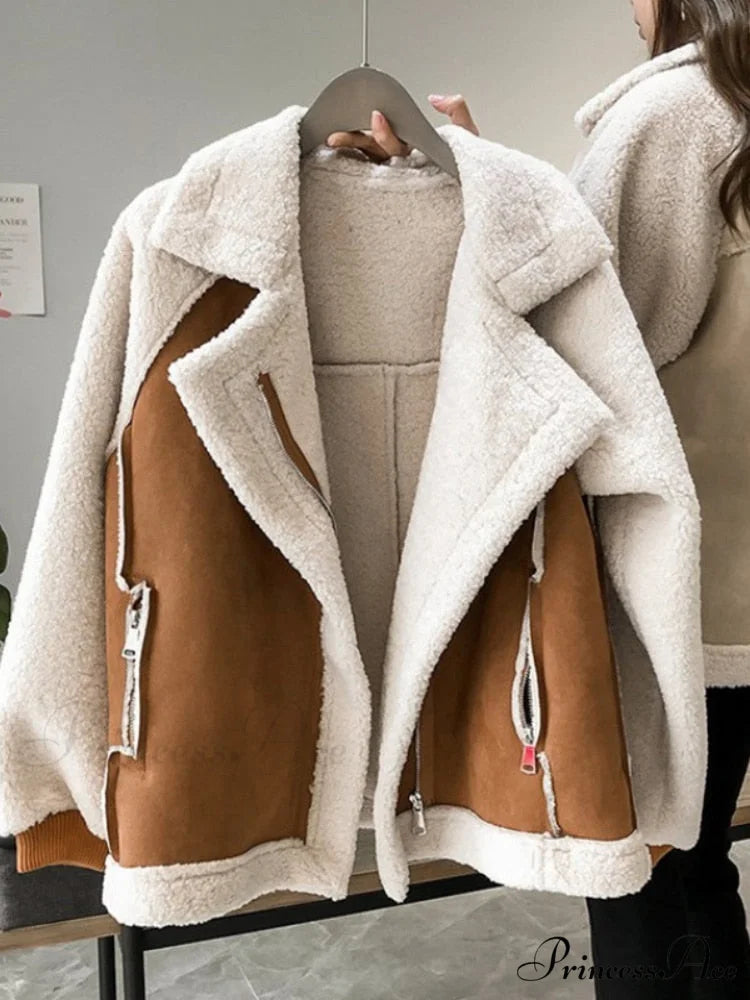 Harajuku Faux Leather Fur Patchwork Coat