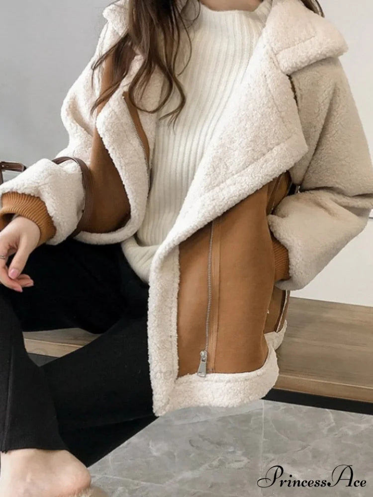 Harajuku Faux Leather Fur Patchwork Coat