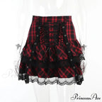 Harajuku Plaid Gothic Girl High Waist Plaided Lolita Mini Sets Japanese Fashion Streetwear Skirt