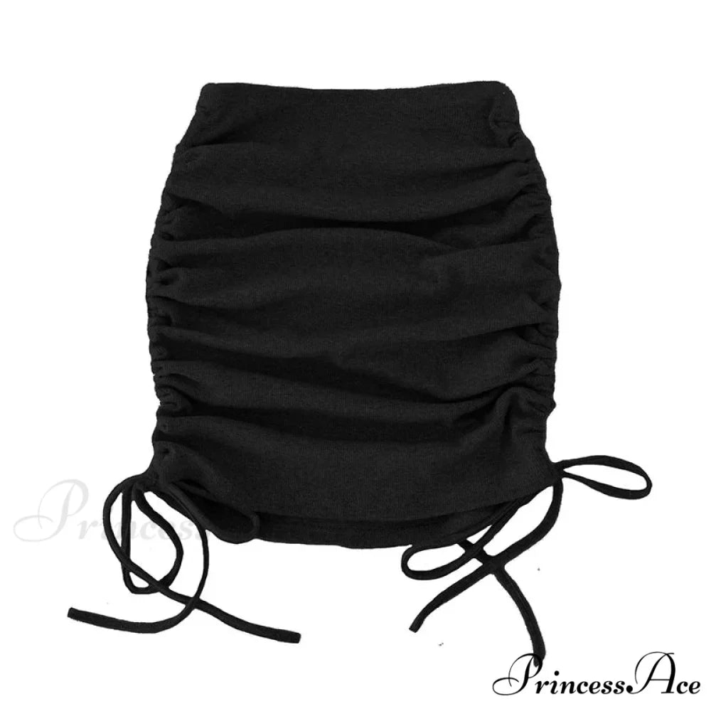 Harajuku Sexy Elastic Knitting Thread Side Drawstring Stylish Comfortable Skirt