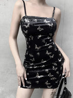 Harajuku Spaghetti Strap Backless Off Shoulder Mini Dress