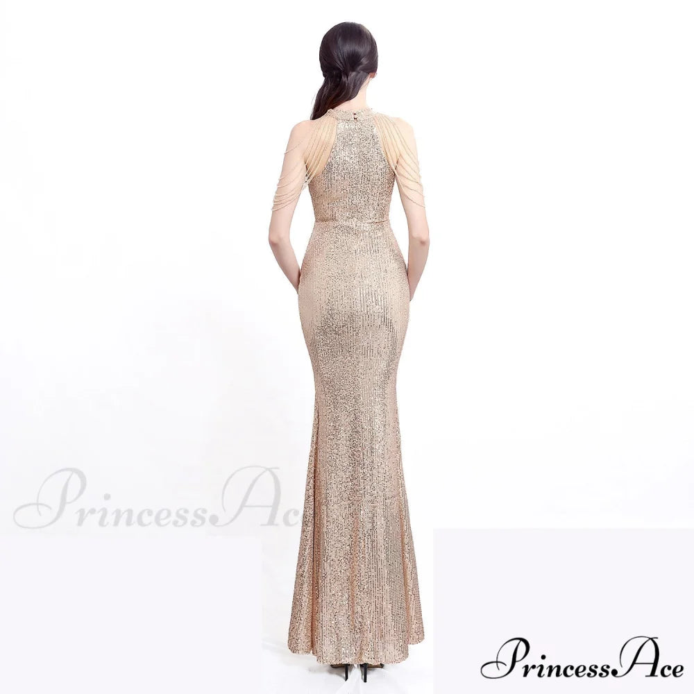 Harper formal Stylish sequin halterneck dress