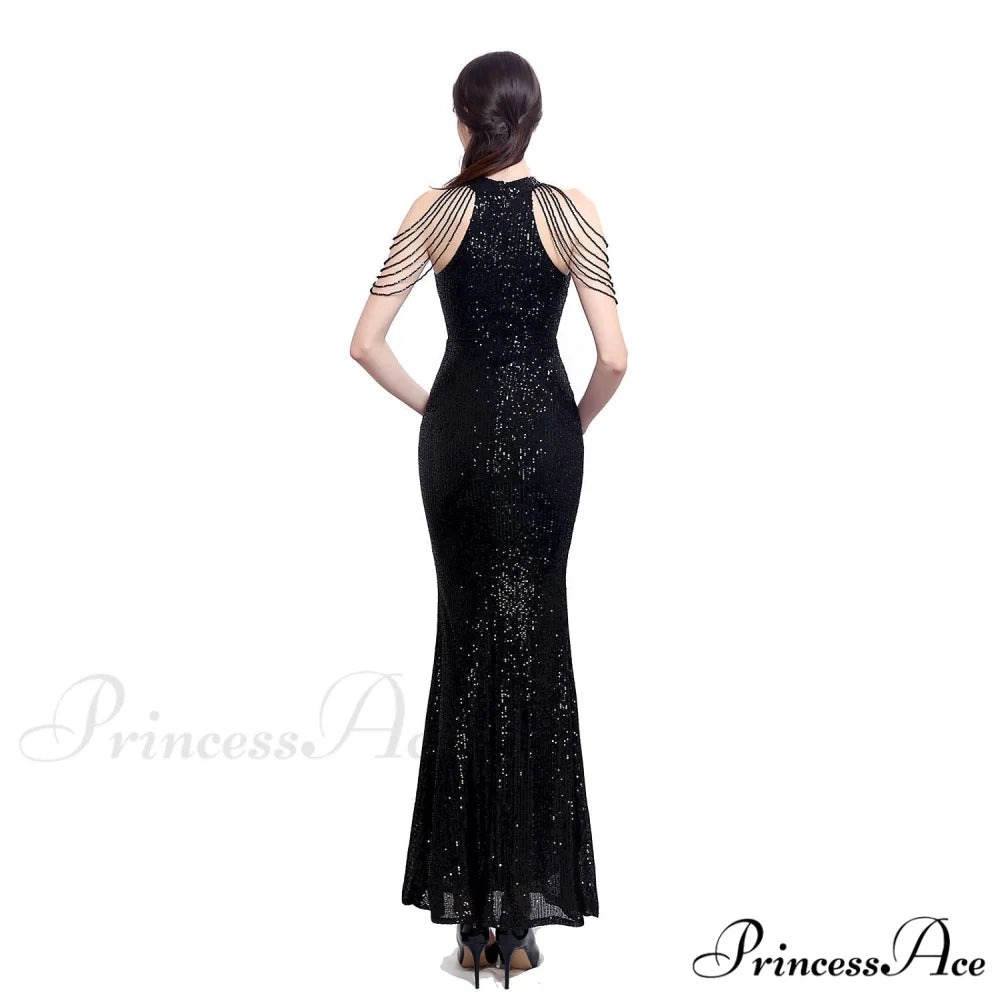 Harper formal Stylish sequin halterneck dress