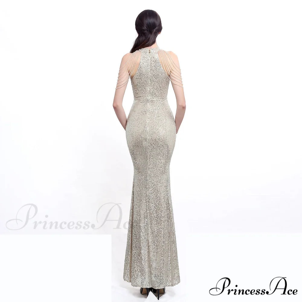 Harper formal Stylish sequin halterneck dress