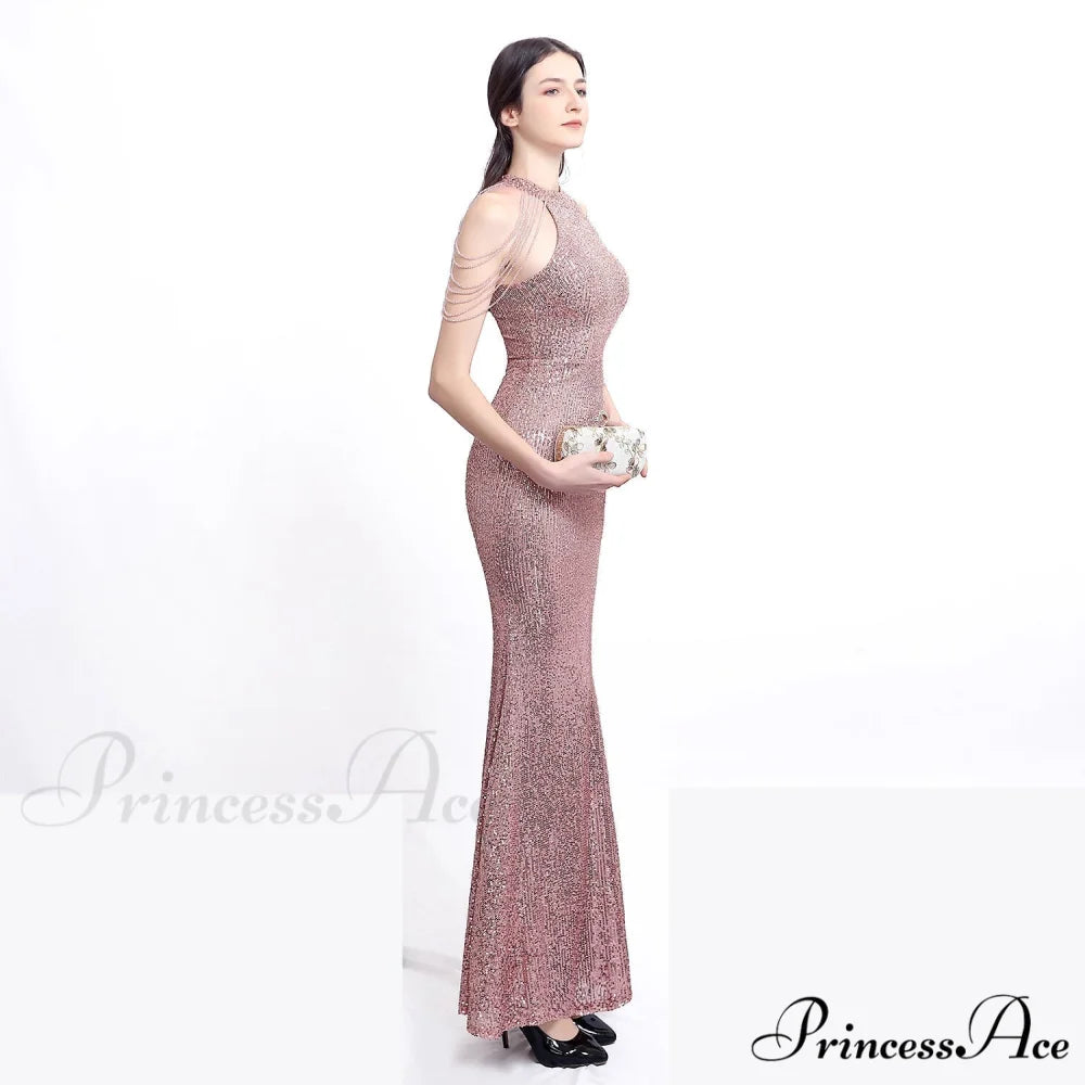 Harper formal Stylish sequin halterneck dress