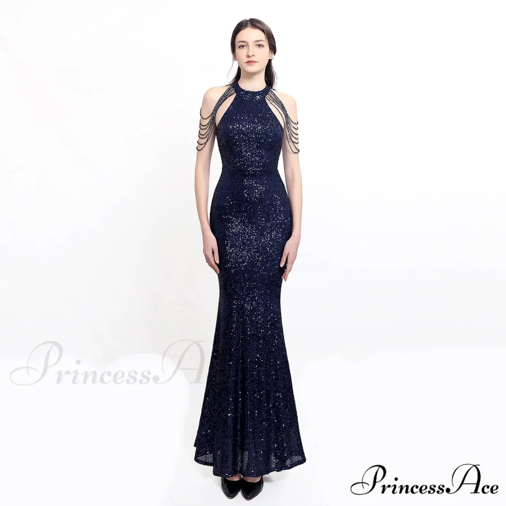 Harper formal Stylish sequin halterneck dress