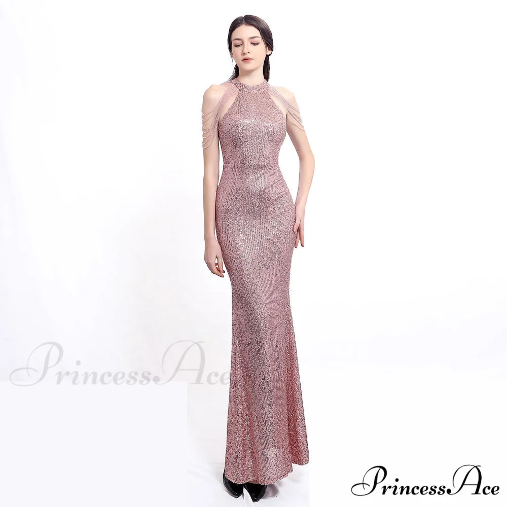 Harper formal Stylish sequin halterneck dress