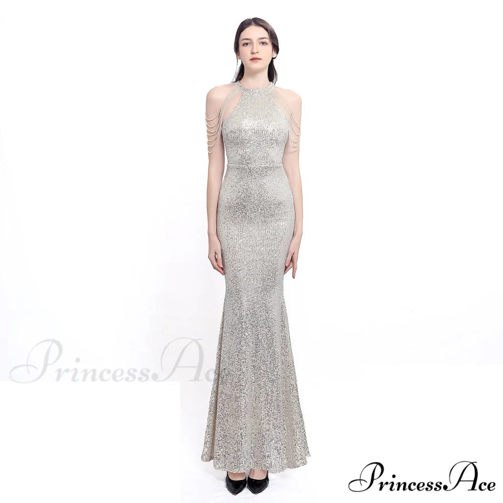 Harper formal Stylish sequin halterneck dress