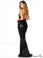 Haven Formal Sequin Charming Scroll Halter Dress
