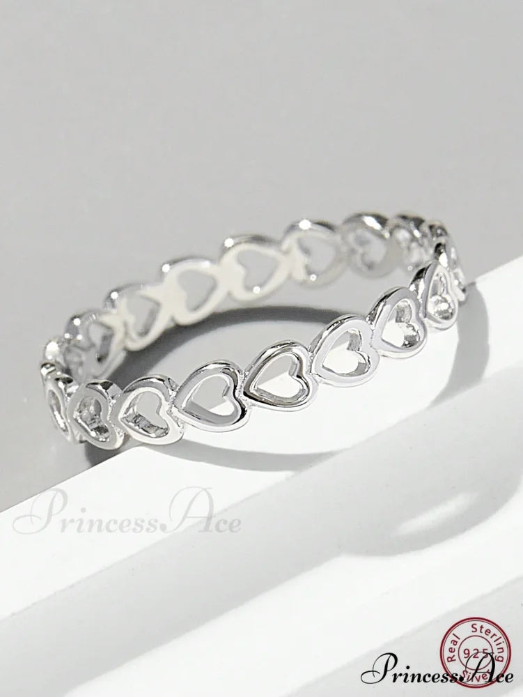 Heart Design Silver Wedding Band Ring