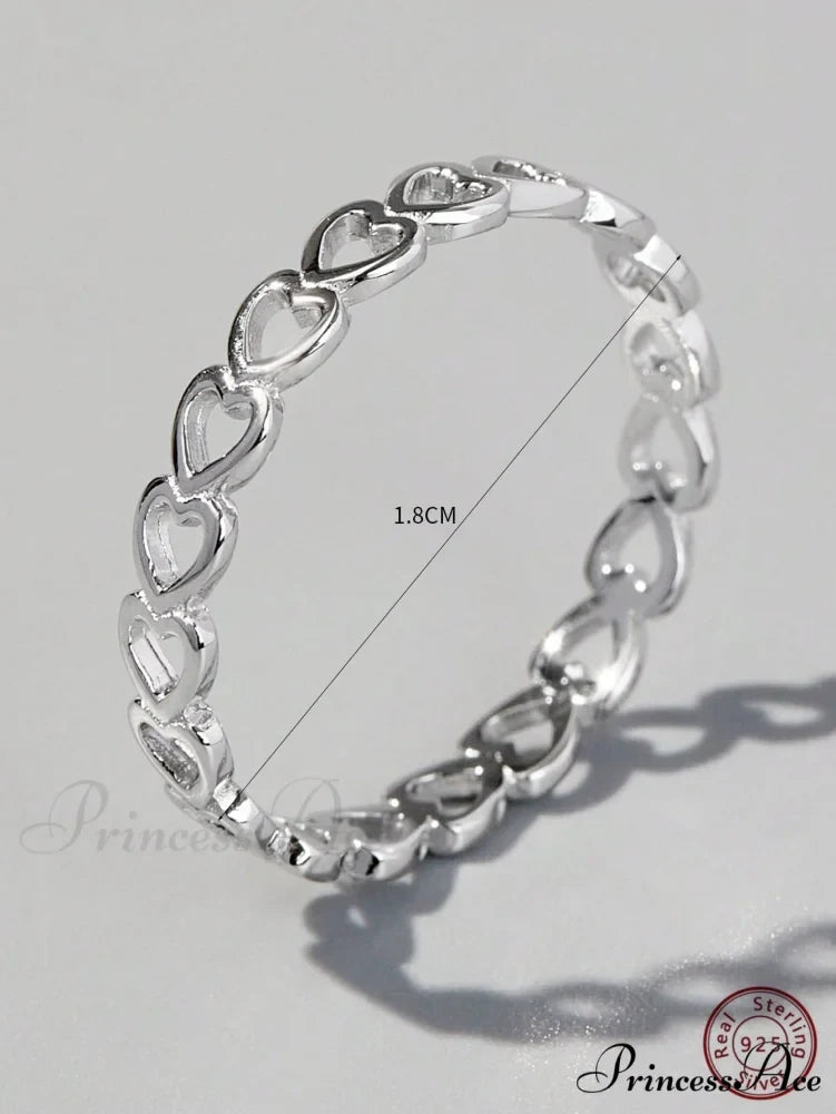 Heart Design Silver Wedding Band Ring