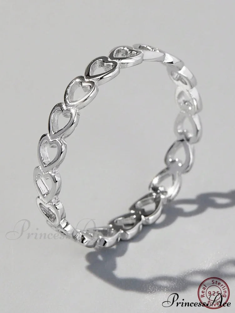 Heart Design Silver Wedding Band Ring