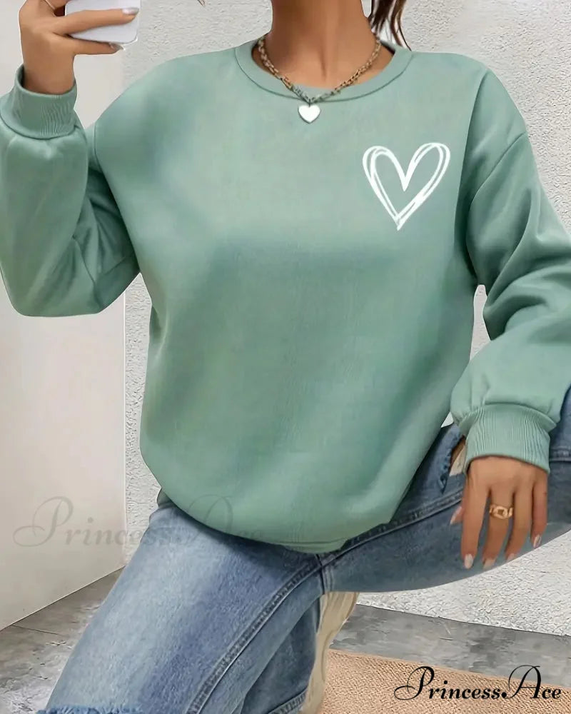 Heart in Sweatshirt Solid Design Color