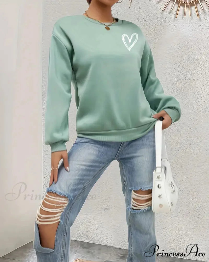 Heart in Sweatshirt Solid Design Color