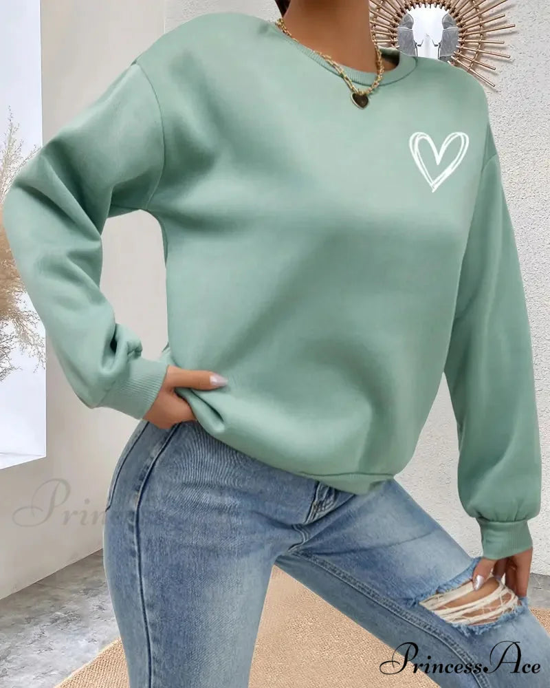 Heart in Sweatshirt Solid Design Color