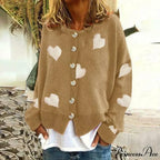 Heart Knitted Cardigan with Print