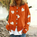 Heart Knitted Cardigan with Print