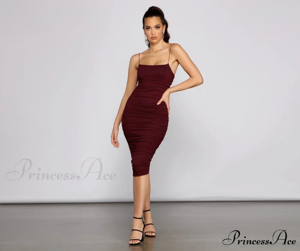 Heart Of Glam Charming Ruched Midi Dress
