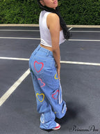 Heart Pattern Graceful Zipper Hoodie