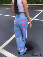 Heart Pattern Graceful Zipper Hoodie