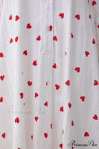Heart Print Puff Sleeve Cotton Dress