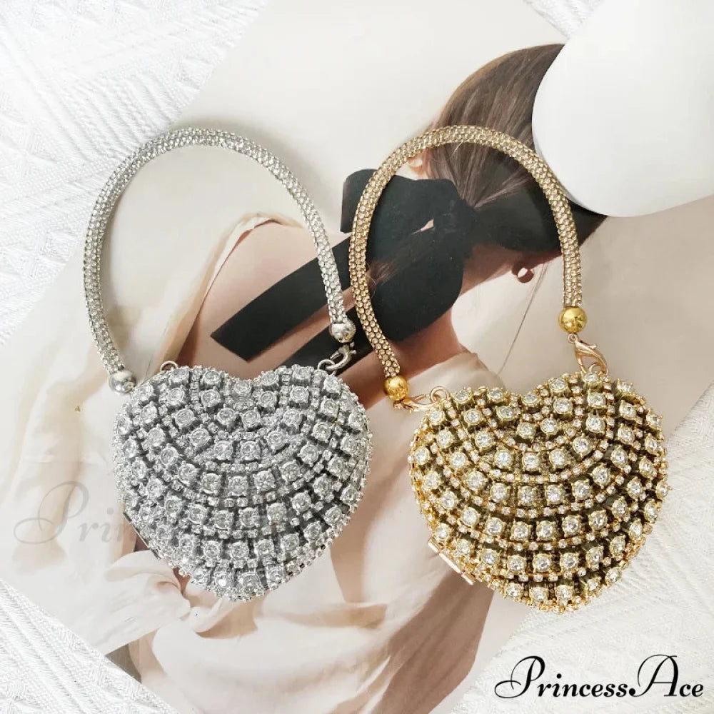 Heart Shape Glittering Diamond Purse