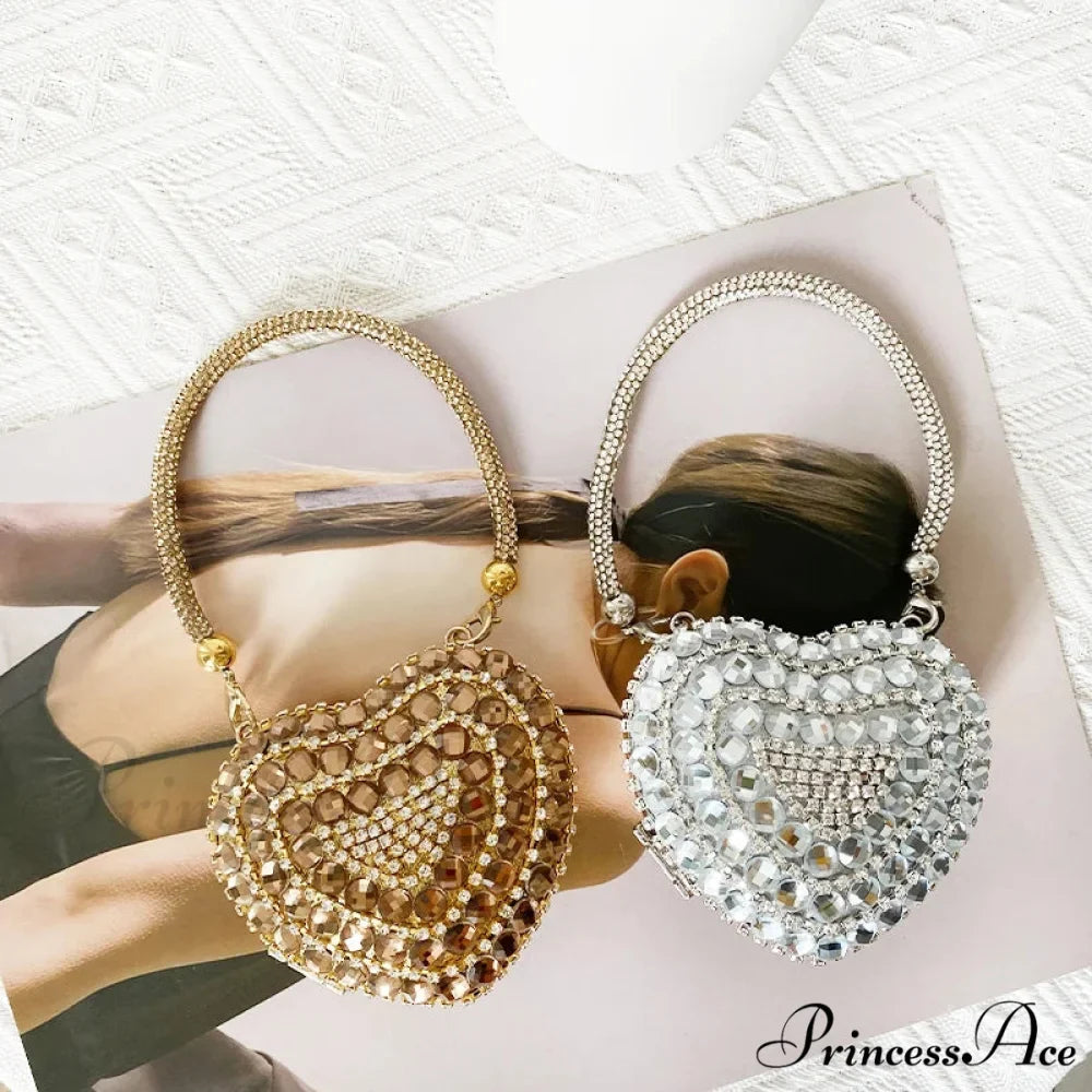 Heart Shape Glittering Diamond Purse