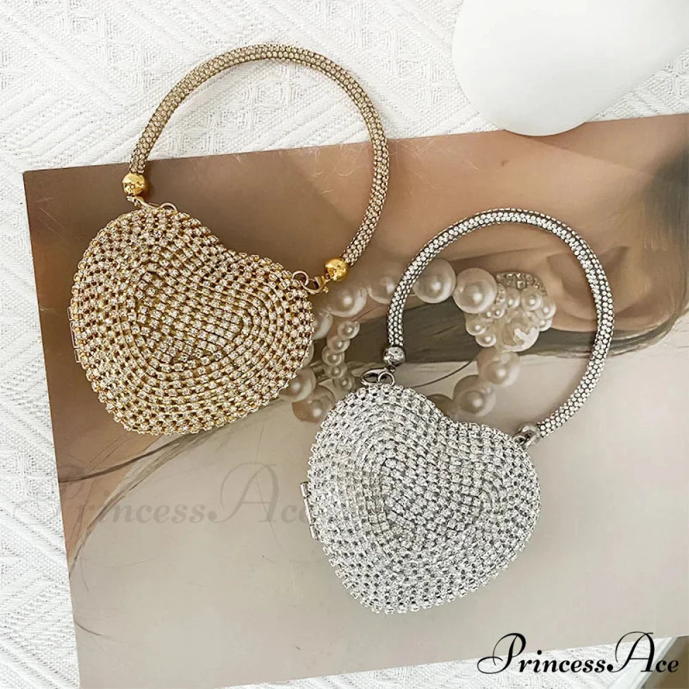 Heart Shape Glittering Diamond Purse