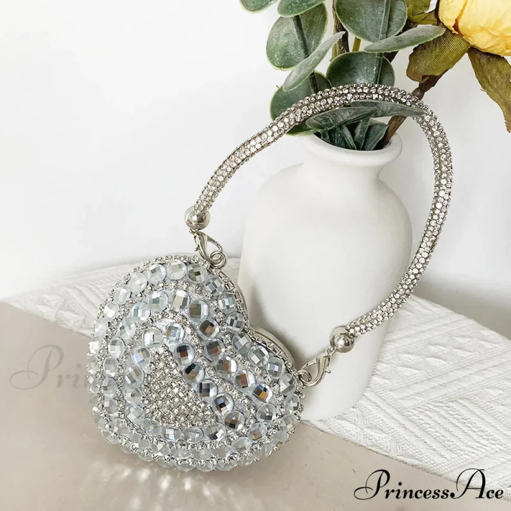 Heart Shape Glittering Diamond Purse