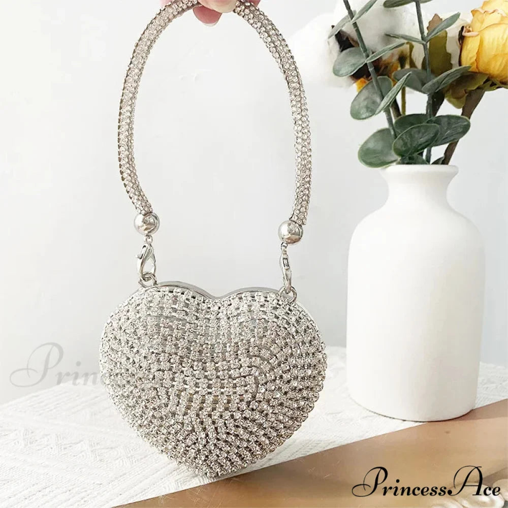 Heart Shape Glittering Diamond Purse